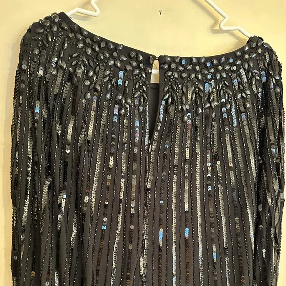 Mac Duggal BLACK Embellished Column Cape Gown - Picture 7 of 13